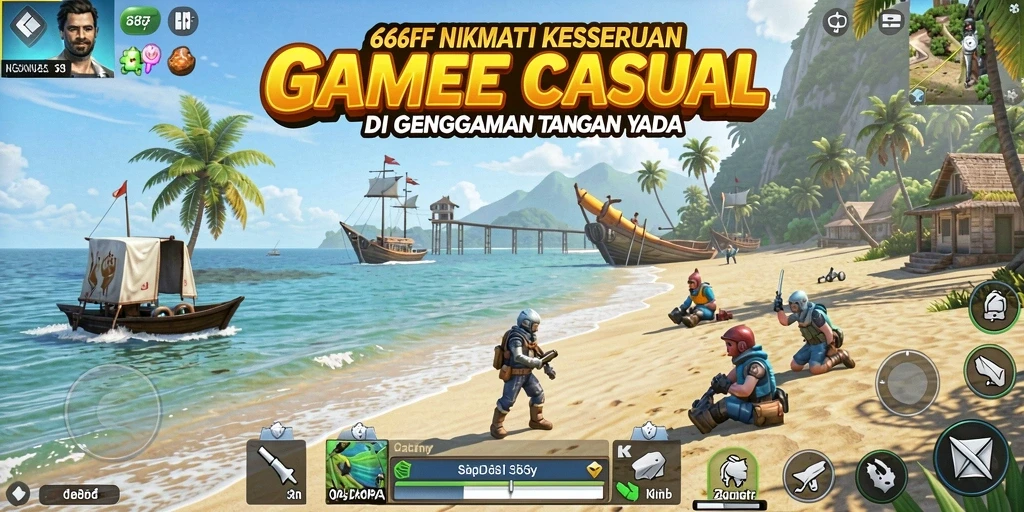 Tangkapan layar menunjukkan aksen vibrant dari gameplay 666FF yang menyenangkan.