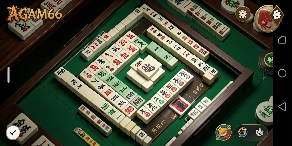 Tampilan gameplay AGAM66 dengan ubin Mahjong yang menawan.