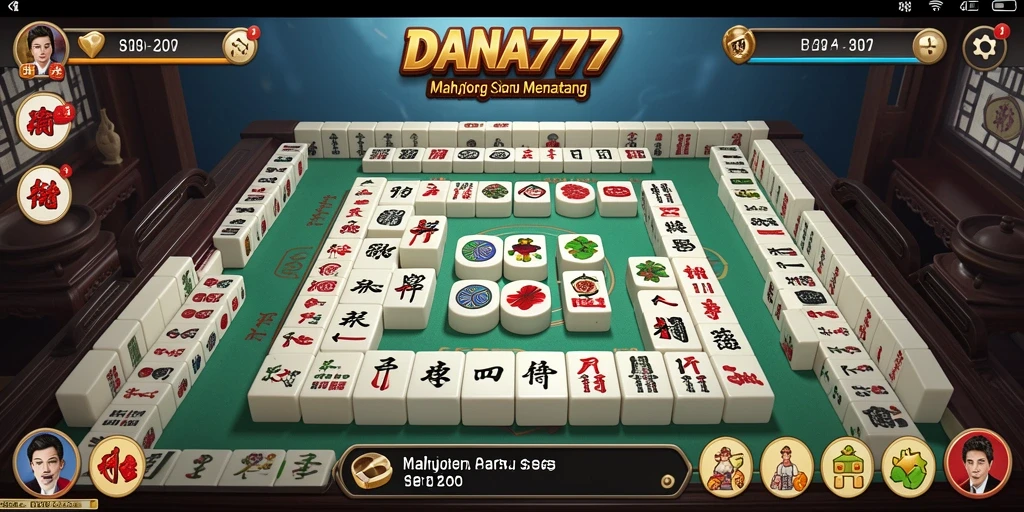 Tampilan gameplay DANA777 dengan ubin Mahjong yang colorful.
