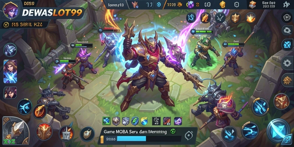 Tampilan gameplay seru dari DEWASLOT99 dengan aksi MOBA intens.