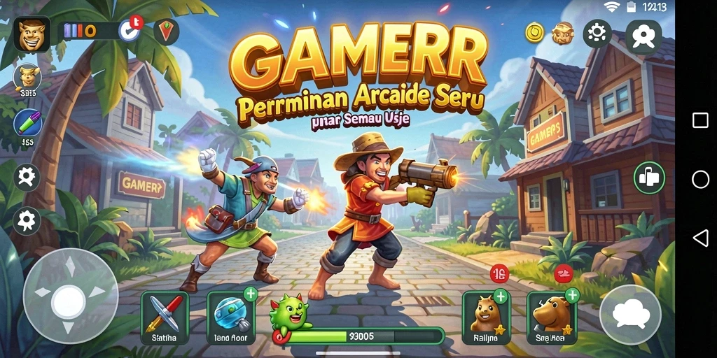 Tampilan gameplay seru di GAMERP dengan tantangan Arcade yang menarik.