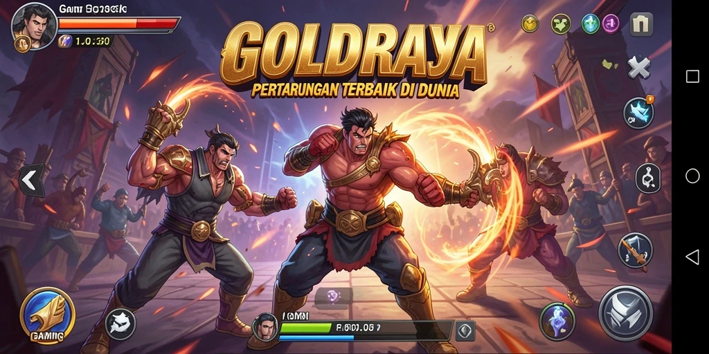 Tampilan pertarungan mendebarkan dalam game GOLDRAJA.