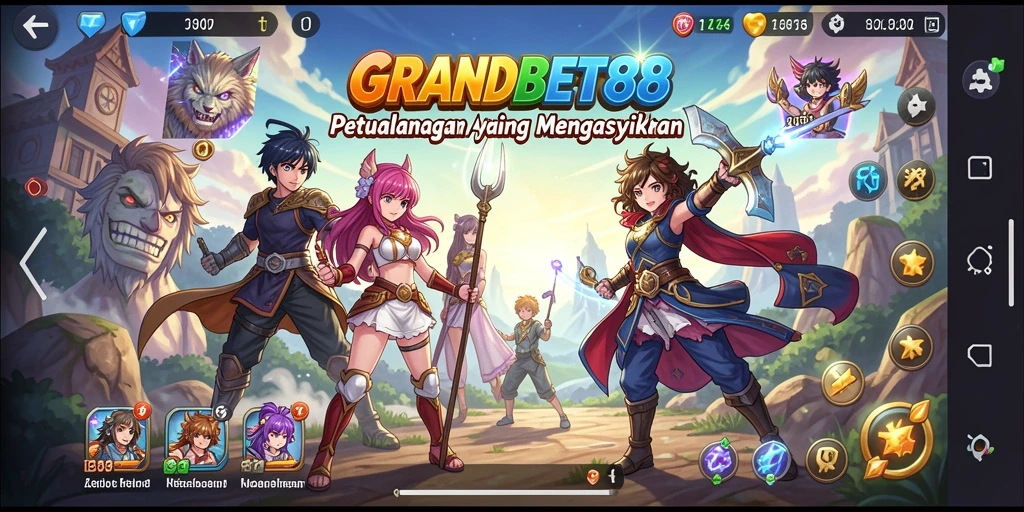 Tampilan screenshot gameplay GRANDBET88 dengan karakter anime yang menarik.
