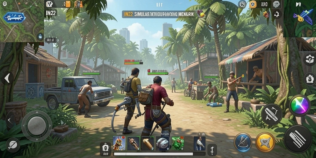 Tampilan grafik gameplay IN22 yang menakjubkan dalam simulasi kehidupan.