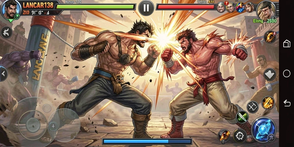 Tampilan gameplay LANCAR138 dengan aksi pertarungan mendebarkan.