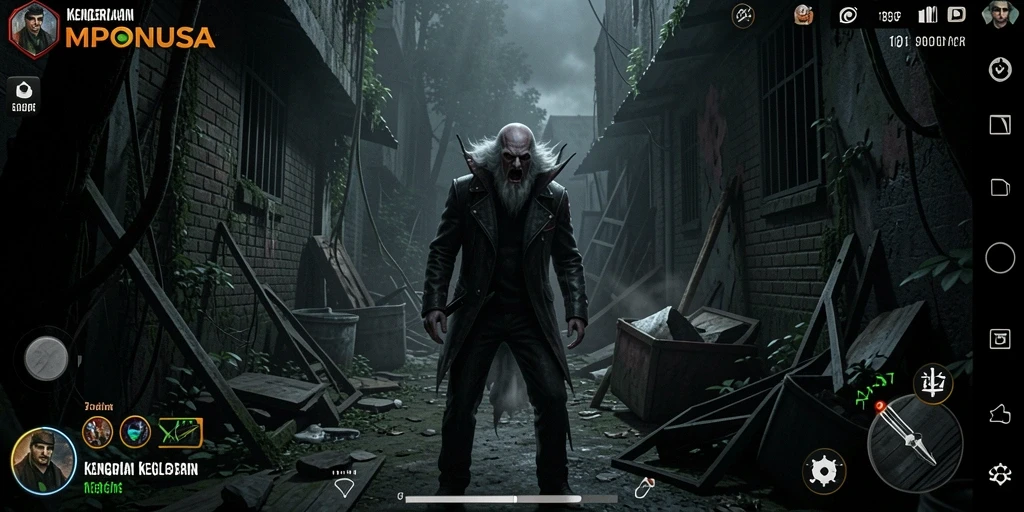 Screenshot MPONUSA menampilkan momen menyeramkan saat pemain menjelajahi lokasi angker.