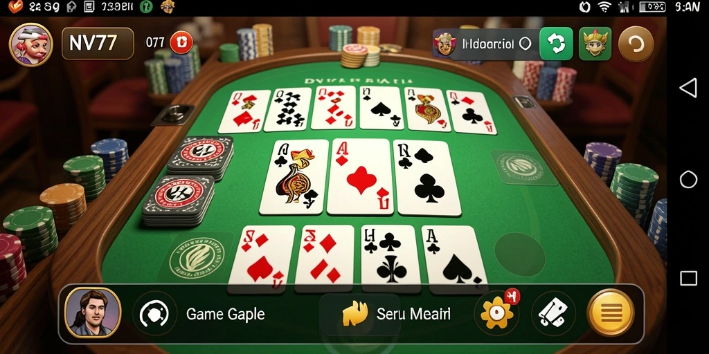 Screenshot gameplay NV77 yang menunjukkan keseruan bermain Gaple.
