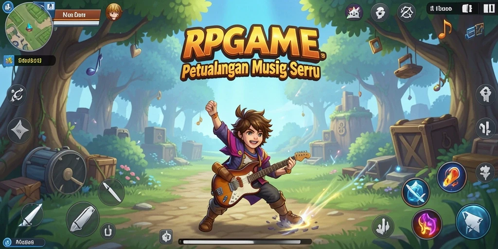 Screenshot RPGAME menampilkan gameplay yang mendebarkan dengan elemen musik.