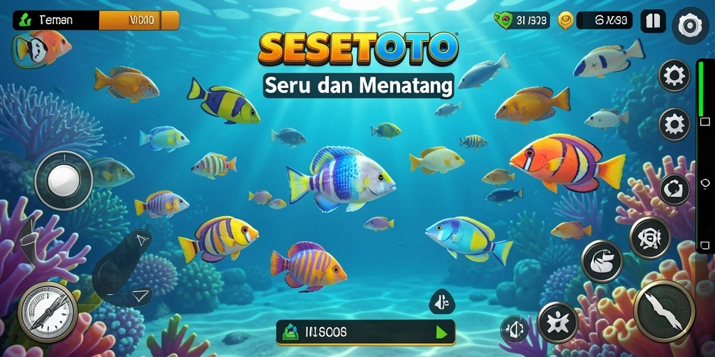 Tampilan gameplay SESETOTO yang menarik saat menembak ikan.