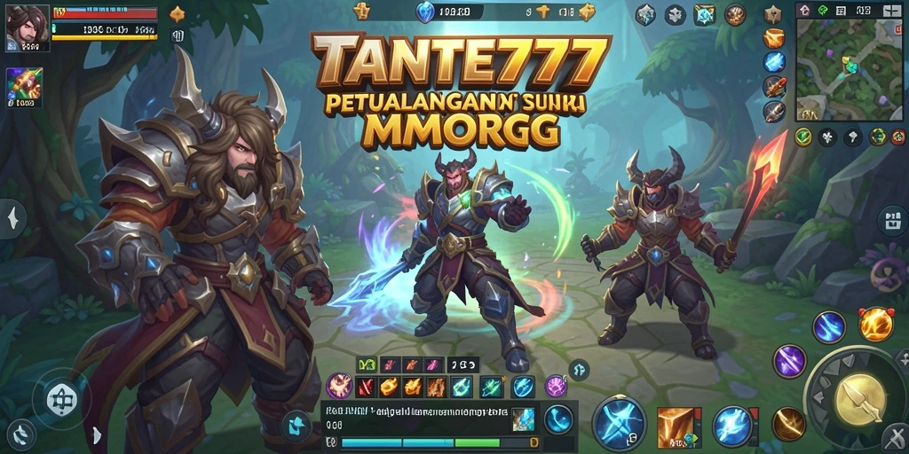 Screenshot gameplay TANTE777 dengan karakter beraksi di arena pertempuran.