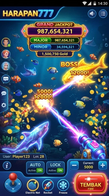 Screenshot antarmuka utama aplikasi harapan777.